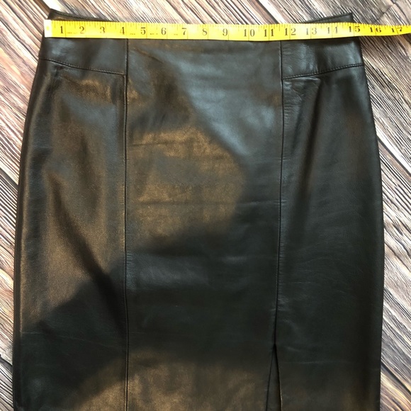 003 COLETTE MORDO SADMARA SOFT BLACK LEATHER SKIRT BACK ZIPPER FRONT SLIT SZ10 - Picture 5 of 10
